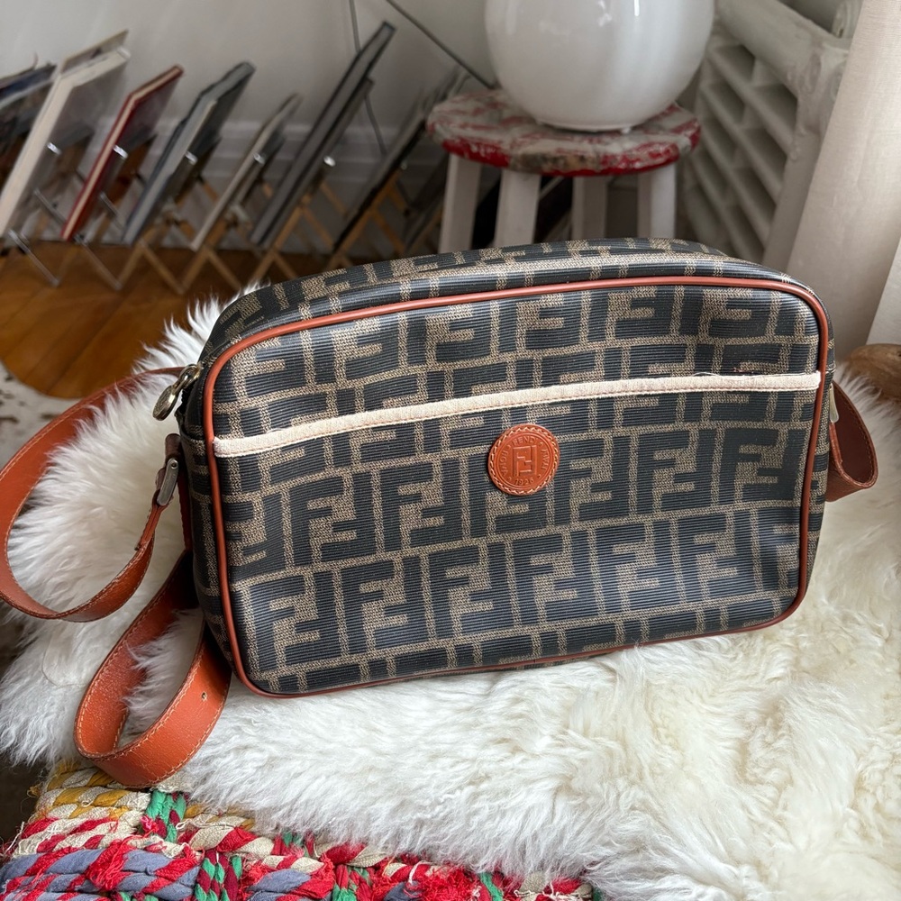 Fendi Zucca Monogram Crossbody Bag Vintage 80s